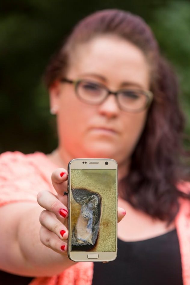 10th September 2016 Sarah Crockett from Silver End in Essex - her Samsung Galaxy S7 phone exploded while she was out having dinner with her husband