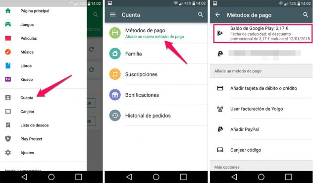 fecha caducidad saldo google play