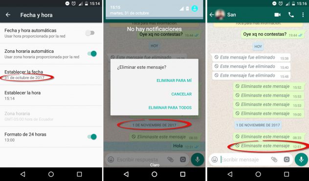 borrar mensajes WhatsApp