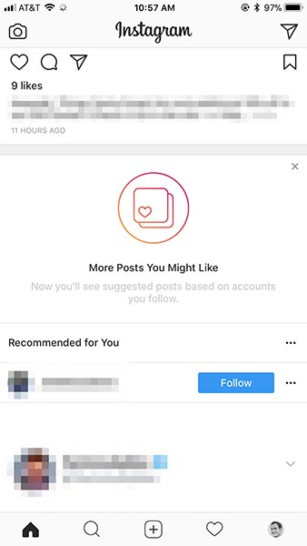 Instagram vous montrera les cations de personnes que vous ne suivez pas