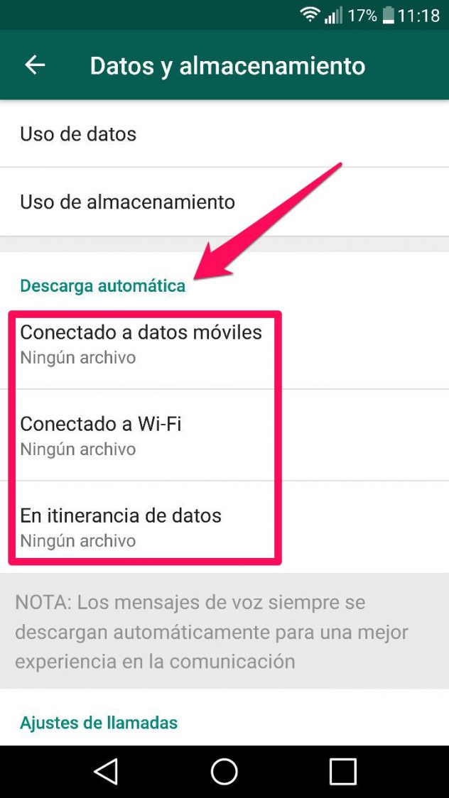 ahorrar datos WhatsApp