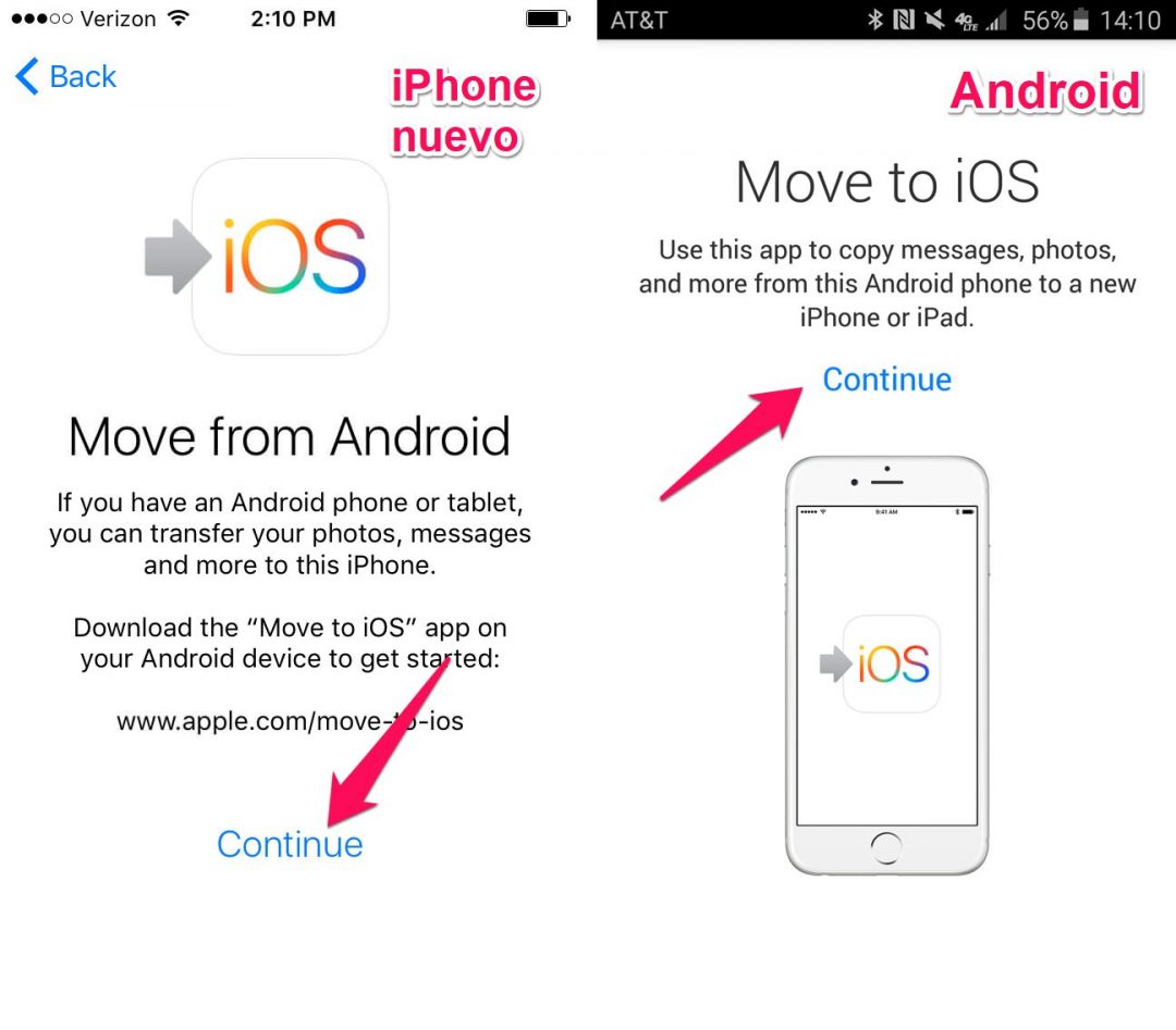 Cómo pasar los datos de un móvil Android a un iPhone