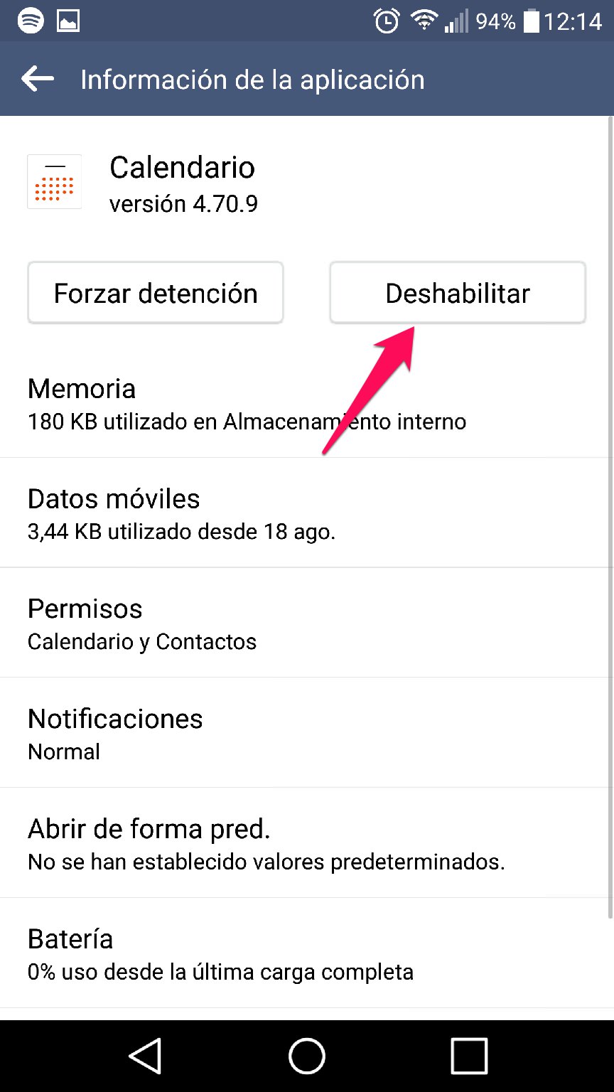 deshabilitar app preinstalada