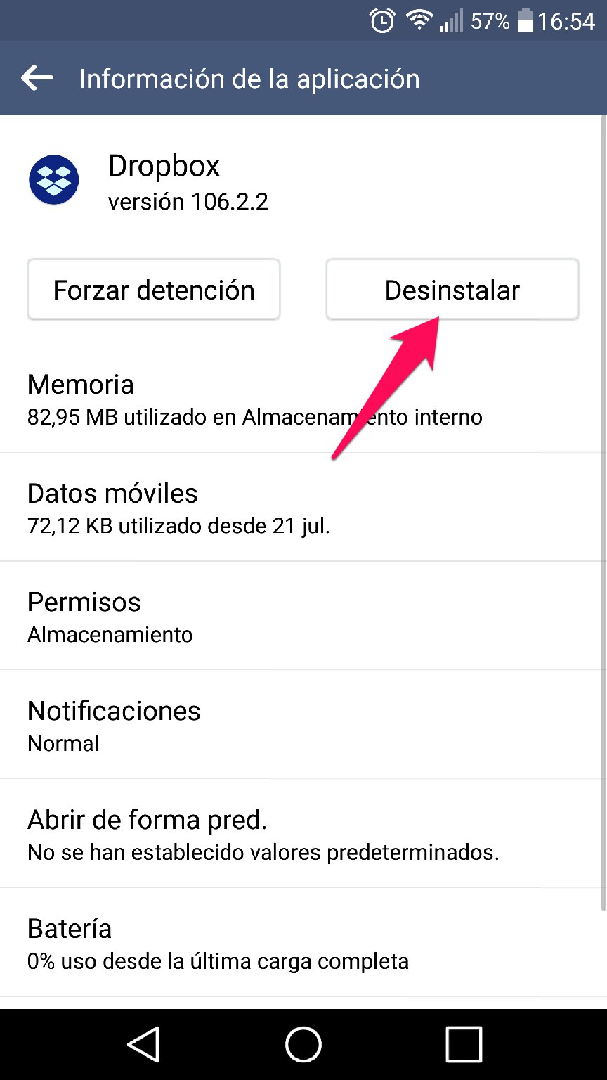 desinstalar app ajustes