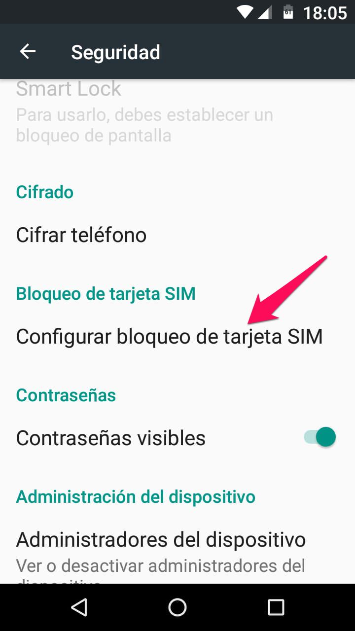 configurar bloqueo tarjeta sim android