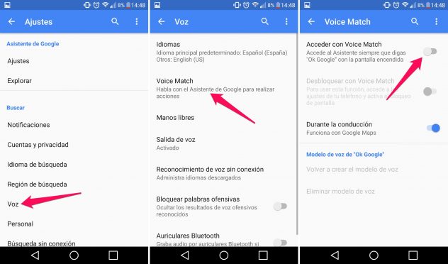 voz ok google ajustes