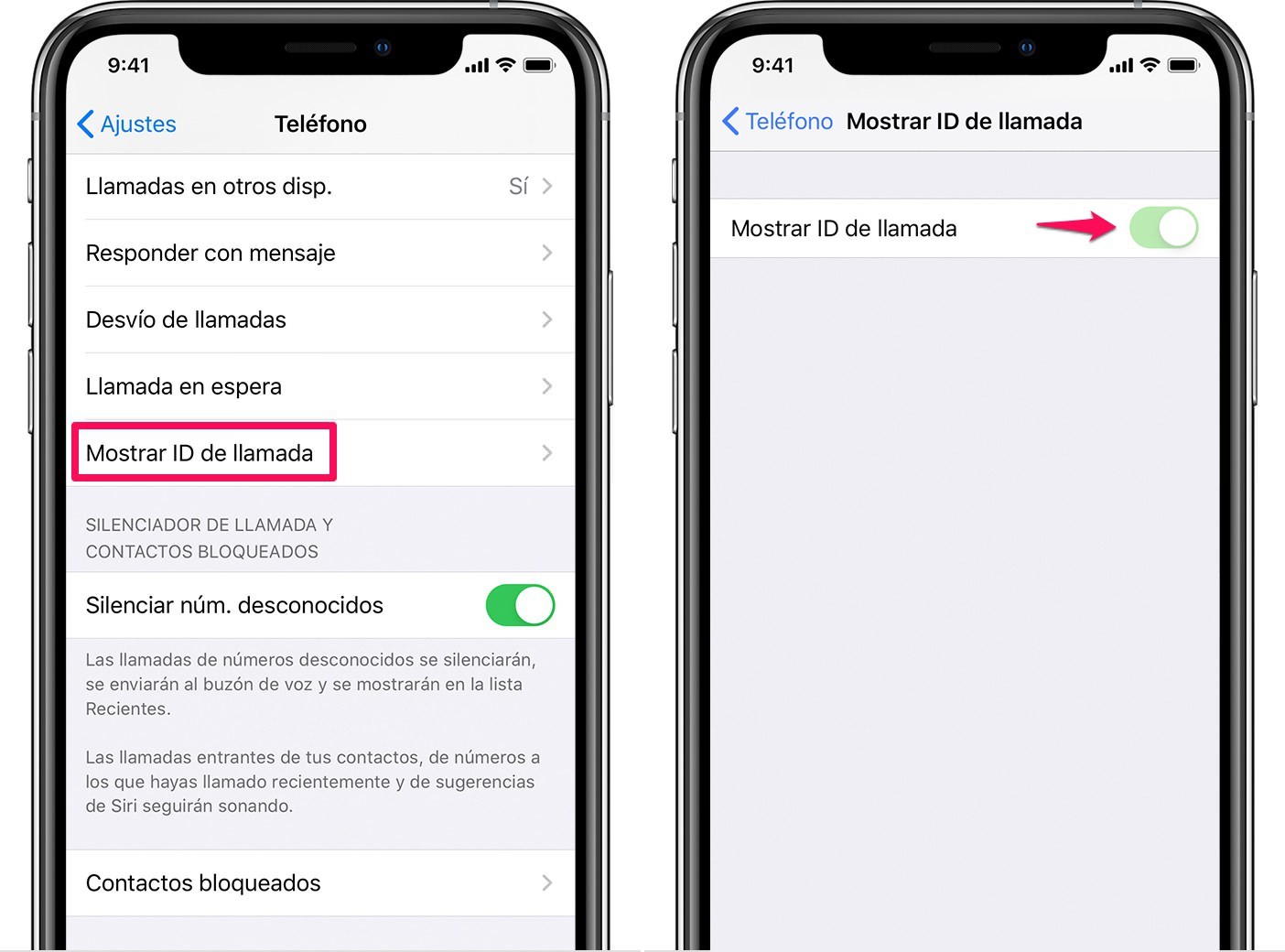 ocultar id llamada iphone