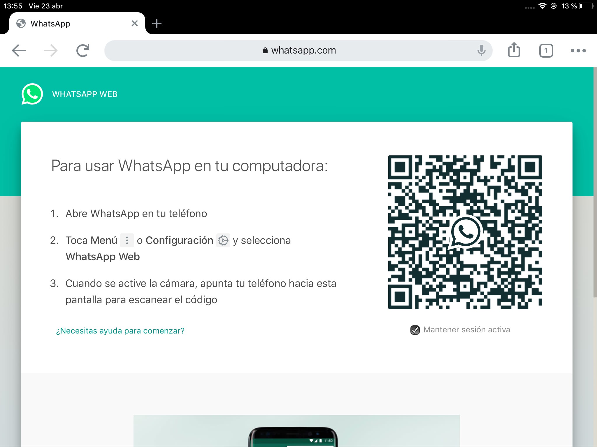 codigo-qr-whatsapp-ipad